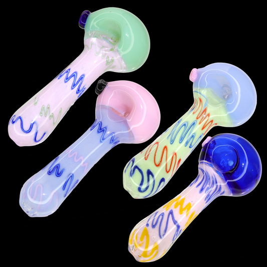 🎨 Pastel Wig Wag Hand Pipe – 6 Inch | Colorful Spoon Glass Pipe