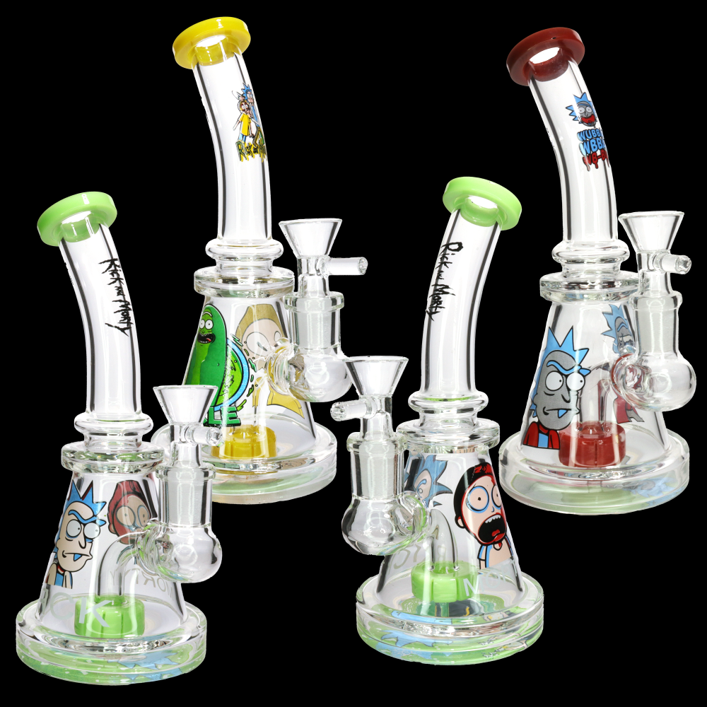 8 Inch Cartoon Graphic Glass Bong with Perc