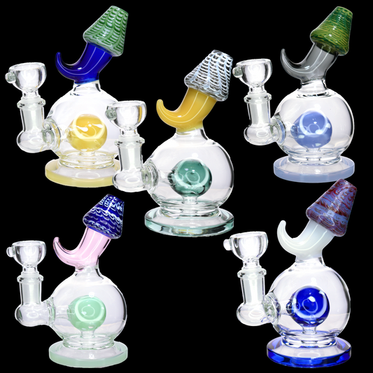 5” Mushroom Mouthpiece Mini Glass Bong – Unique Design for Smoke Shops (Assorted Colors)