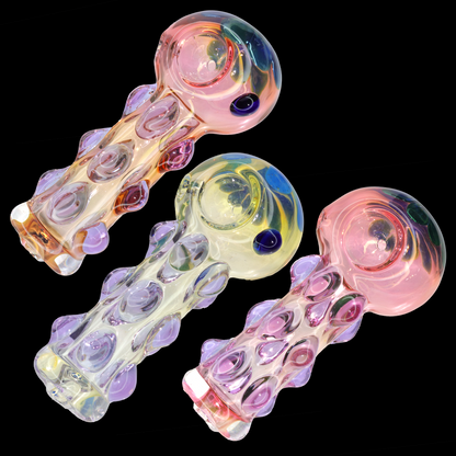 5" Fumed Color-Changing Glass Hand Pipe – Thick Bubble Texture Spoon Pipe