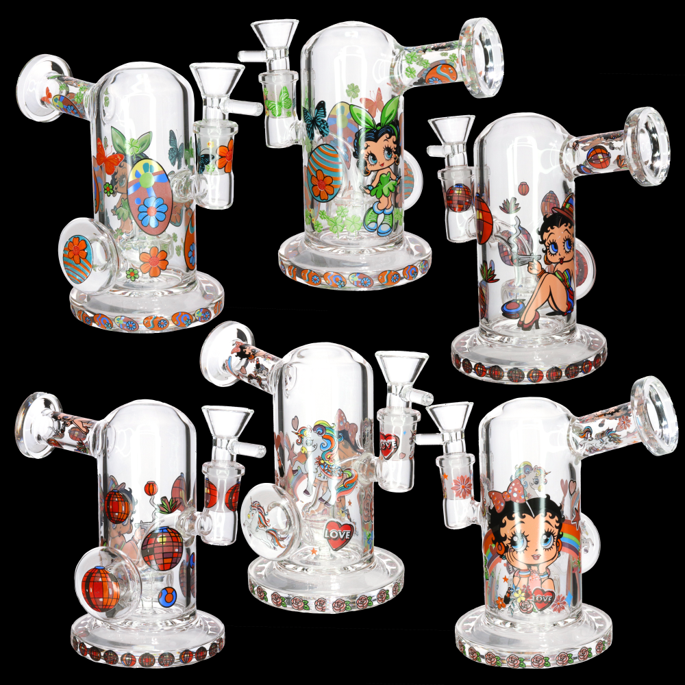 Betty Boop 8" Thick Cartoon Vintage Glass Bong with Internal Perc – Wholesale Water Pipe