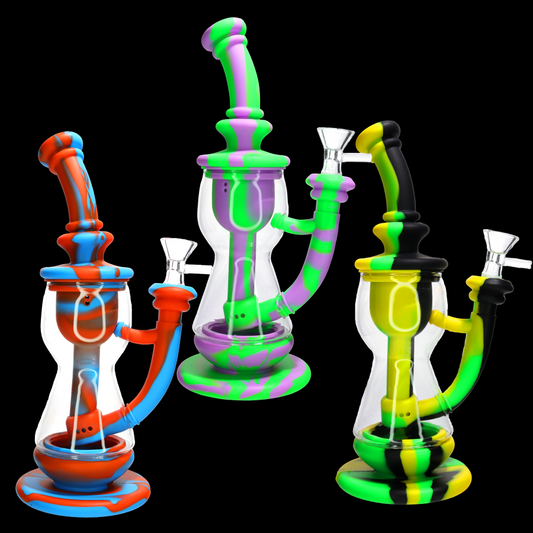 🟢🔥 11” Silicone Water Pipe – Hybrid Glass & Silicone Bong