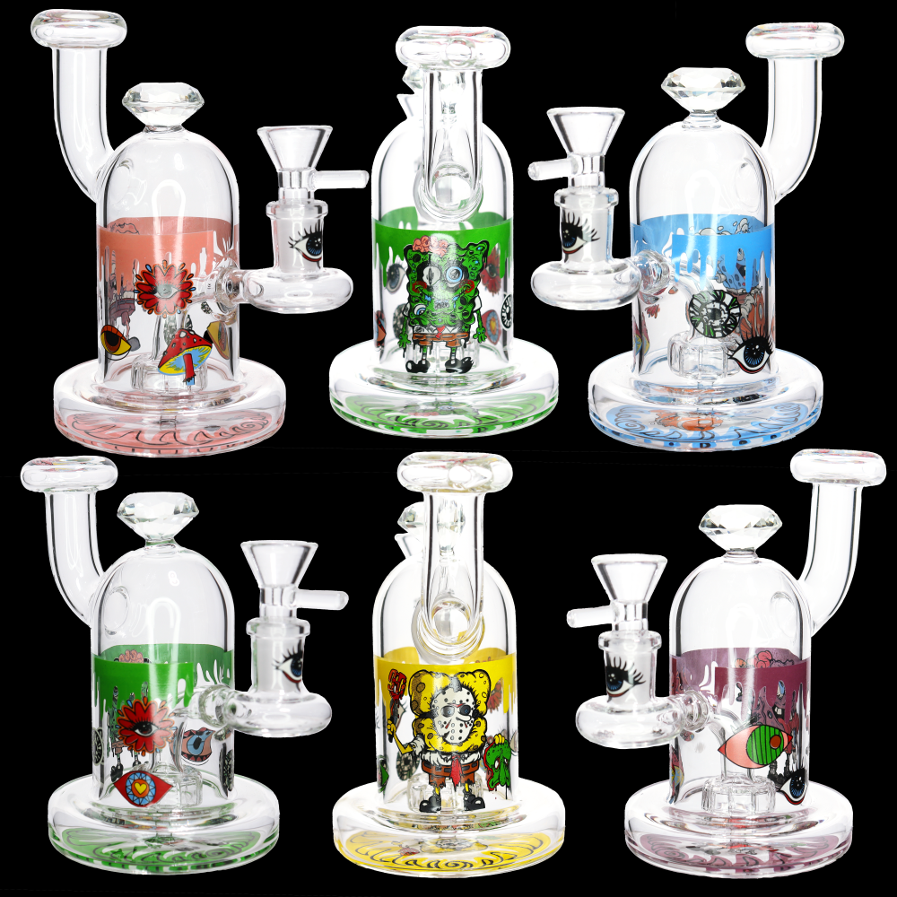 7” Heavy Diamond Glass Water Pipe – Thick Dab Rig | Wholesale