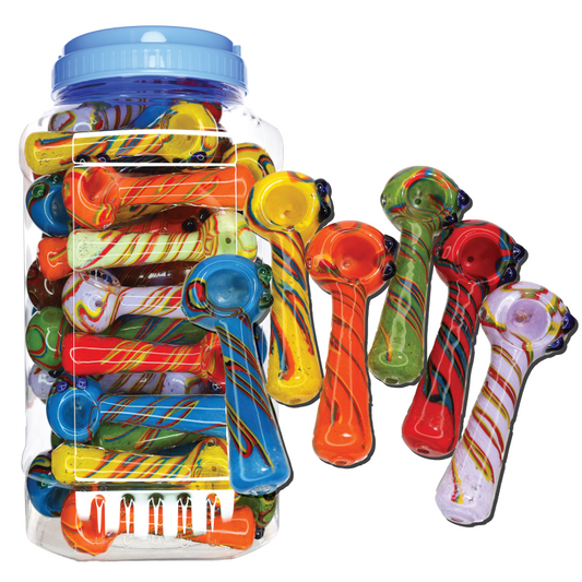 50 pcs – NEW JAR #34 Glass Hand Pipe (5 inches) Spoon $4 each