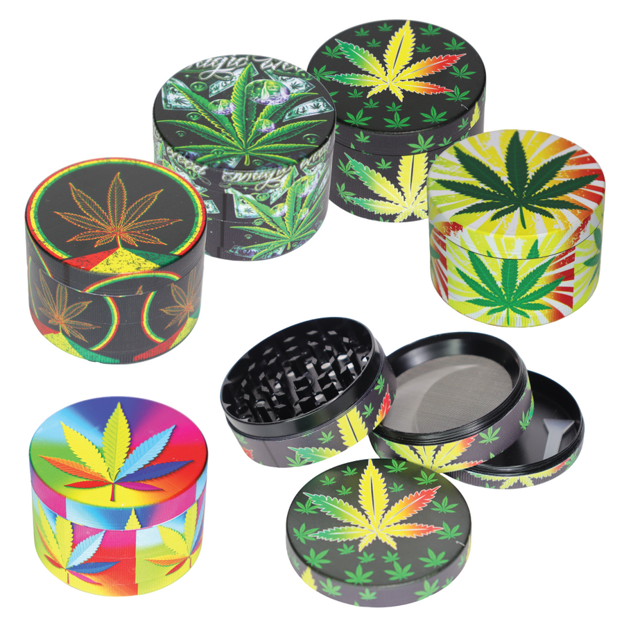 2.5 Inch Leaf Design Metal Grinder, 6-Piece