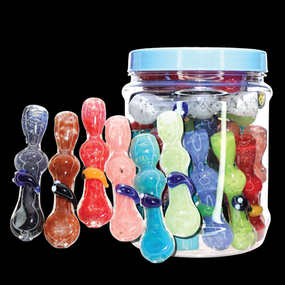 30 PCS – JAR #28 Assorted Bird Character Glass Chillums – Wholesale