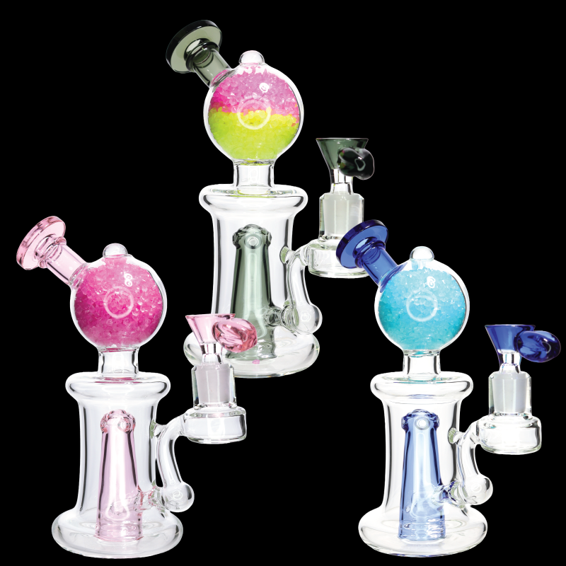 11 in Glow-in-the-Dark Crystal Globe Glass Water Pipe – Assorted Colors
