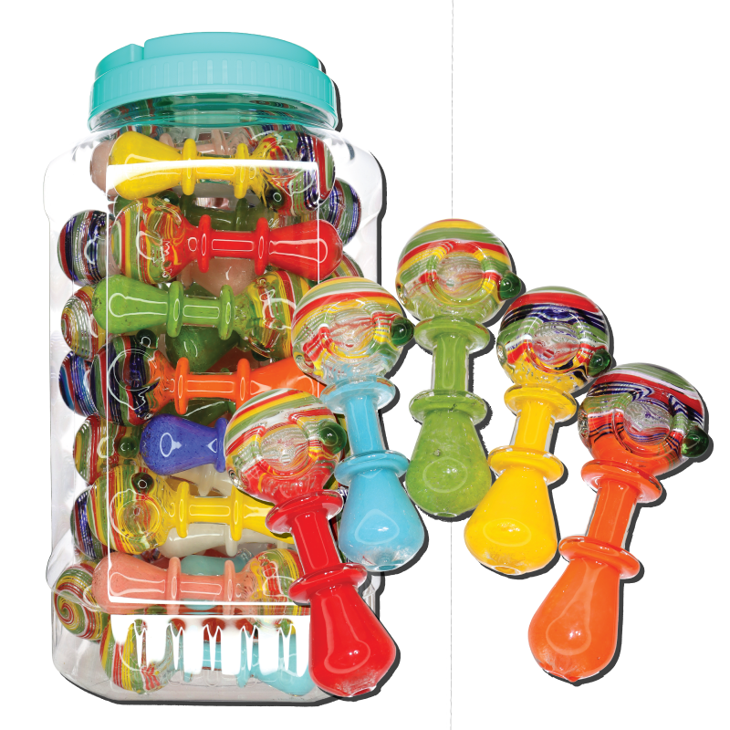 Rainbow Glass Hand Pipe Jar #95, 50-Piece