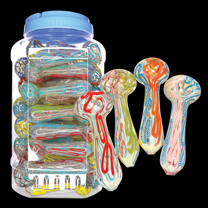 Looped-Ribbon Glass Hand Pipe Jar #97, 50-Piece