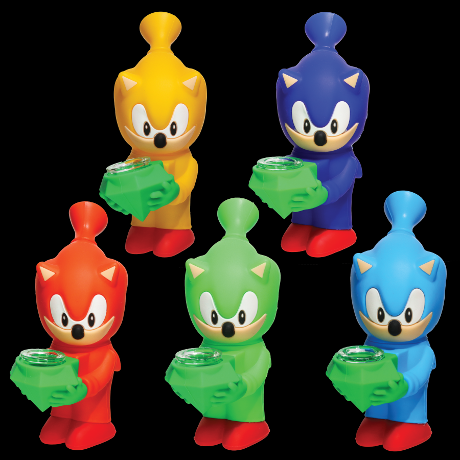 Speedy Hedgehog Hero Silicone Hand Pipe with Glass Bowl – Wholesale