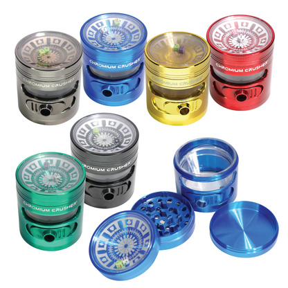 Chromium Crusher® 2.5-Inch Roulette Grinder with Sliding Pour Spout – 4-Piece, Assorted Colors