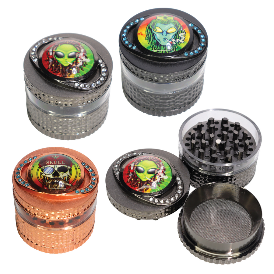 2.5 Inch Pirate Skull Metallic Grinder, 6-Piece