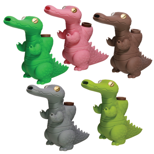 Crocodile Character Silicone Hand Pipe – Assorted Colors Wholesale