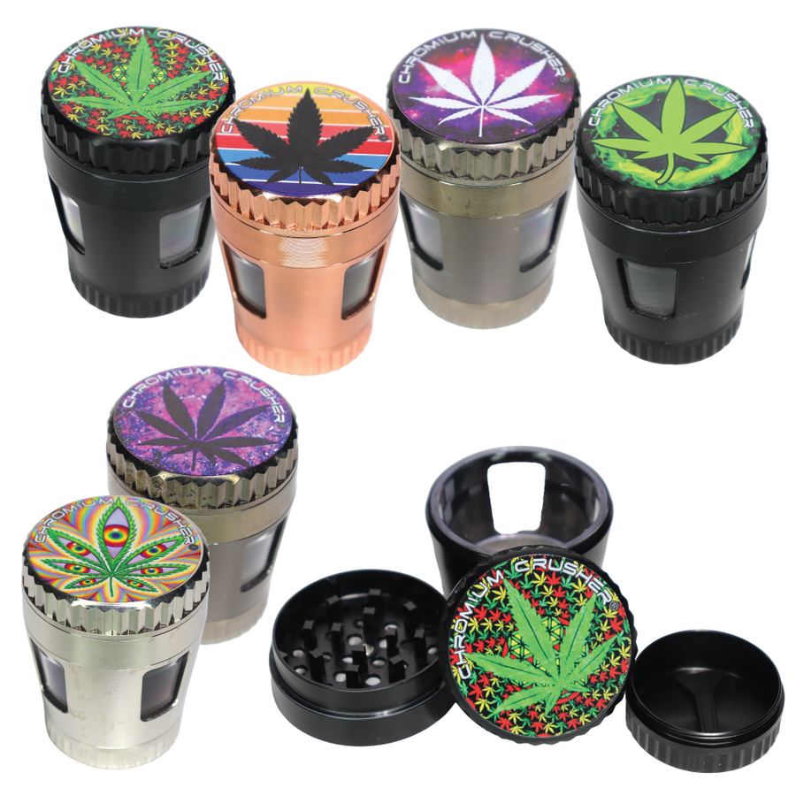 2 Inch Leaf Design Chromium Crusher Grinder, 6-Piece