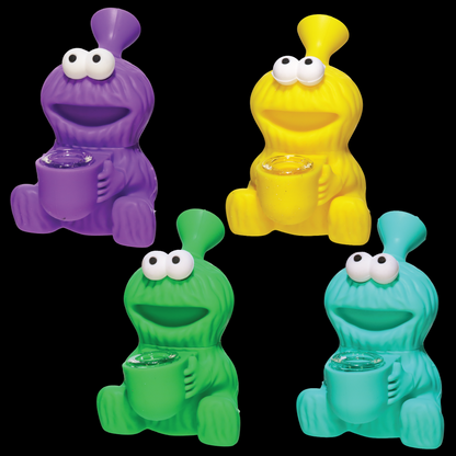 Mustached ELM Game Hero Silicone Hand Pipe with Glass Bowl – Assorted Colors Wholesale (Copy)