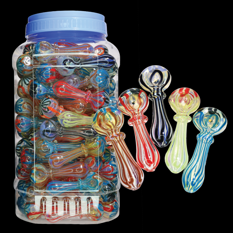 Striped Glass Hand Pipe Jar #61, 105-Piece