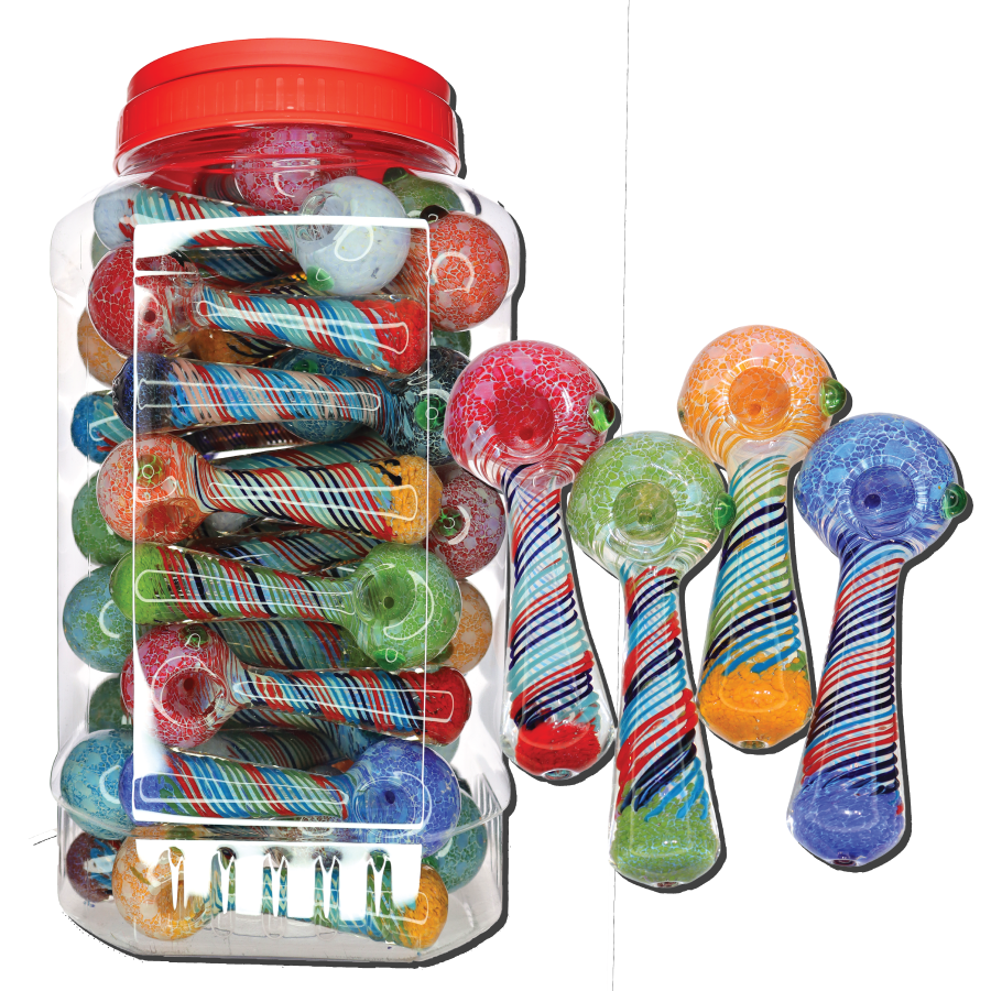 Spiral Glass Hand Pipe Jar #65, 48-Piece