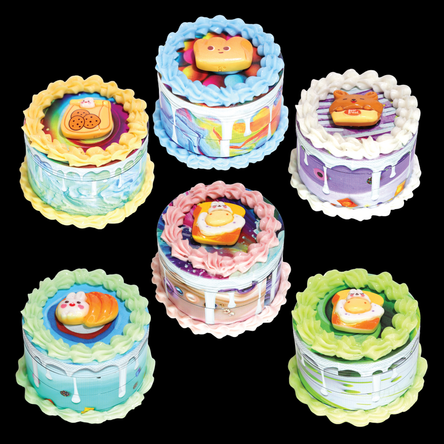 6 pcs – CLICKIT 2.5 Inch 63mm Cake Design 4-Layer Herb Grinder MG-103