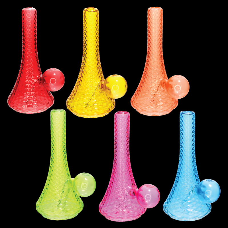 Textured Beaker Glass Oil Burner Pipe – Assorted Colors Wholesale