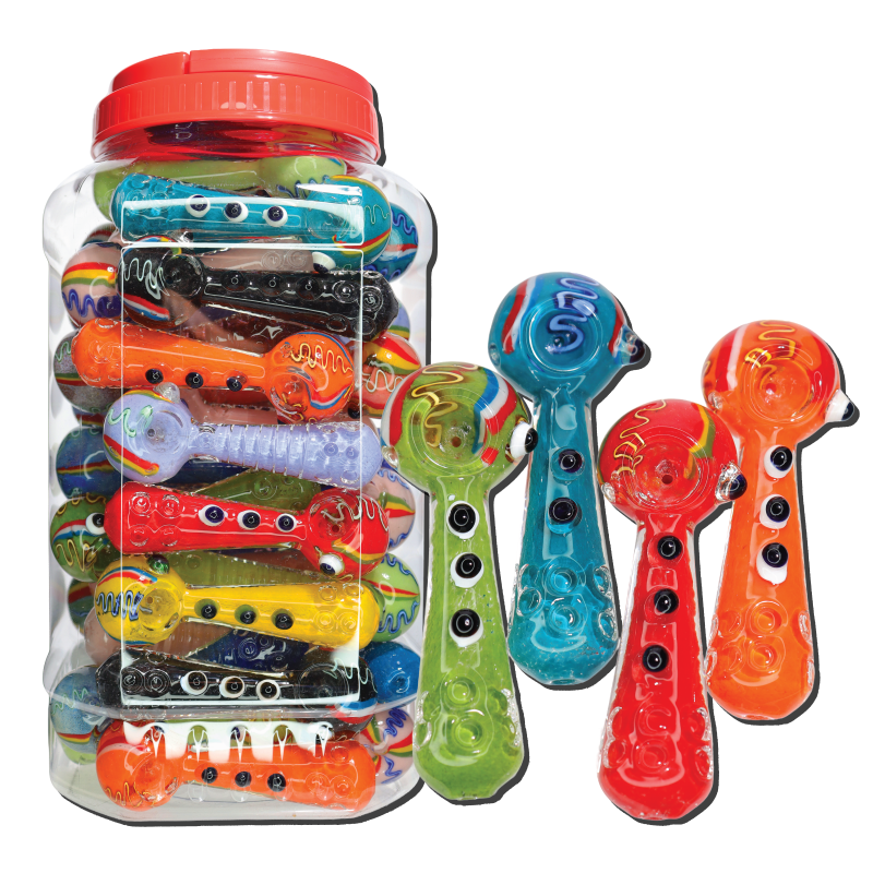 Raised-Dot Glass Hand Pipe Jar #68, 52-Piece
