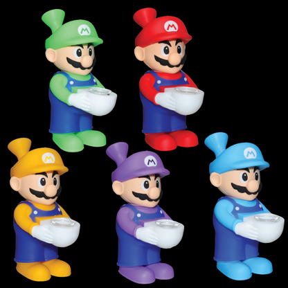 Mustached Game Hero Silicone Hand Pipe with Glass Bowl – Assorted Colors Wholesale