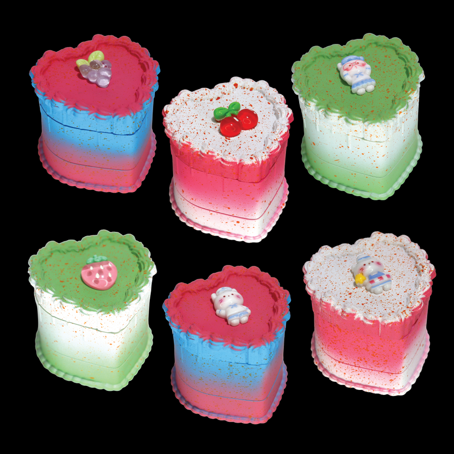 6 pcs – CLICKIT 2.5 Inch 63mm Heart Cake 4-Layer Herb Grinder MG-006
