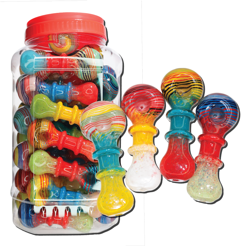 Ringed Glass Hand Pipe Jar #69, 50-Piece