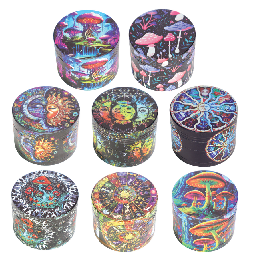 8 pcs – CLICKIT 2 Inch 50mm Psychedelic Mushroom Herb Grinder MG-022