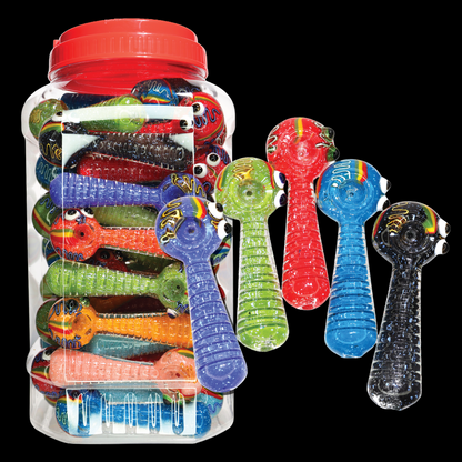 50 PCS – JAR #86 Assorted Color Character Glass Hand Pipes – Wholesale