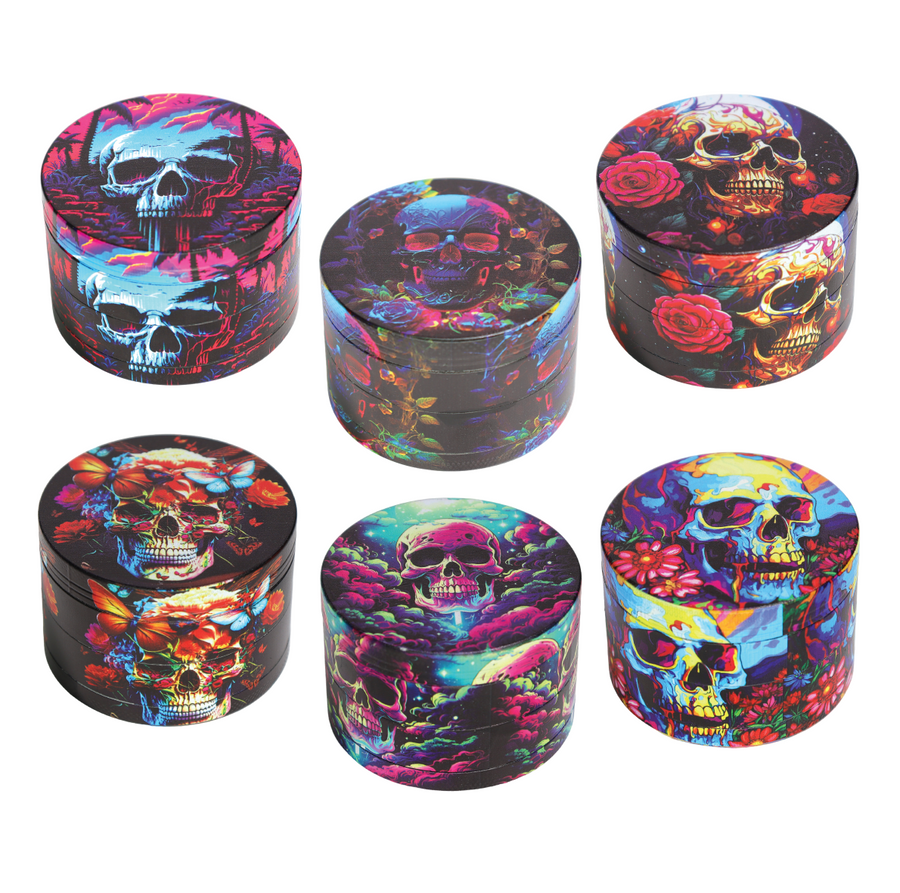 6 pcs – CLICKIT 2.5 Inch 63mm Skull Design Herb Grinder MG-003