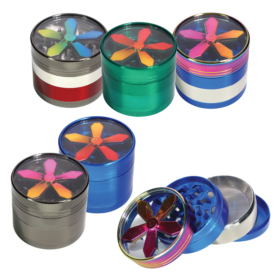 6 pcs – CLICKIT 2.5 Inch 63mm Spin Star Design Herb Grinder MG-017