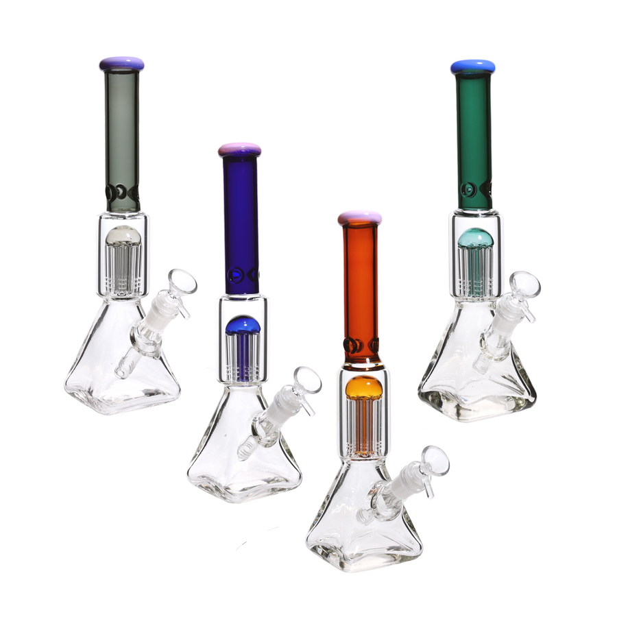 13 Inch Diamond Beaker Glass Bong, Multicolor