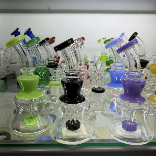 Curvy Mini Water Pipe – Compact 7" Neck Vent Assorted Color Accents | Wholesale