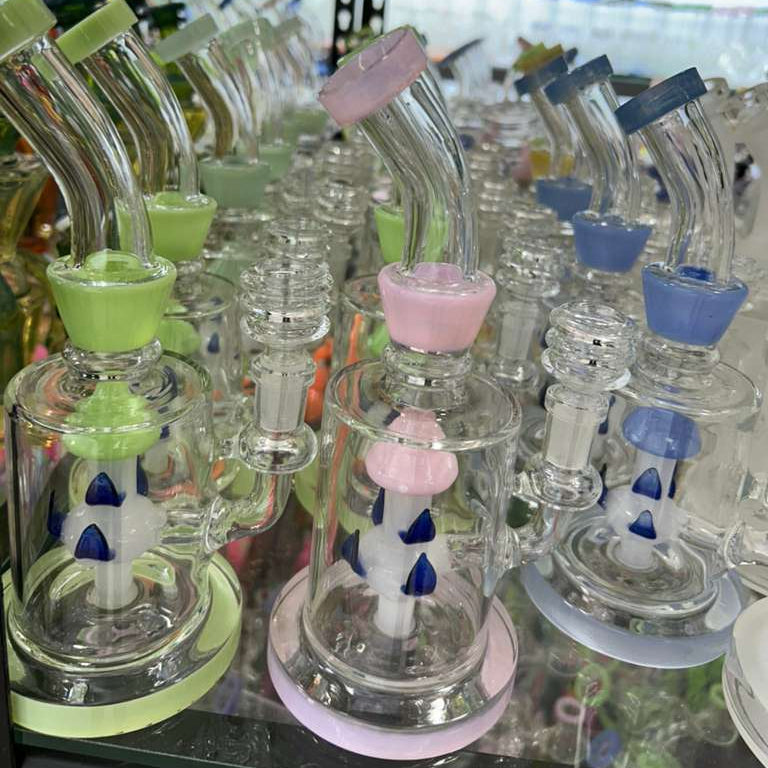 Mushroom Perc Water Pipe – Compact 8" Assorted Color Accents | Wholesale