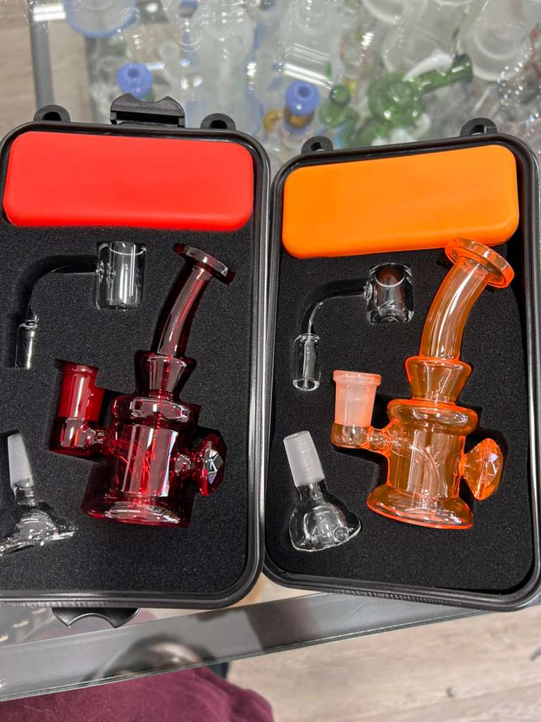 Mini Rig Dab Set – Compact 6" Assorted Color Accents | Wholesale