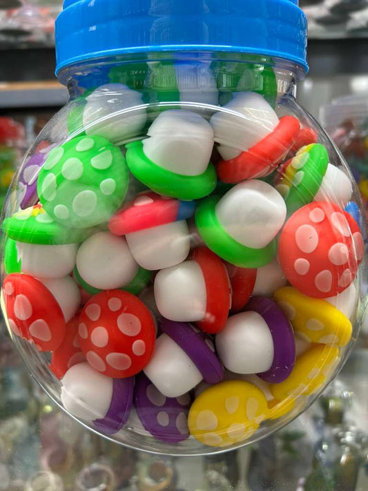 75 pcs - JAR of Mushroom Medium Size Silicone Container Assorted Colors