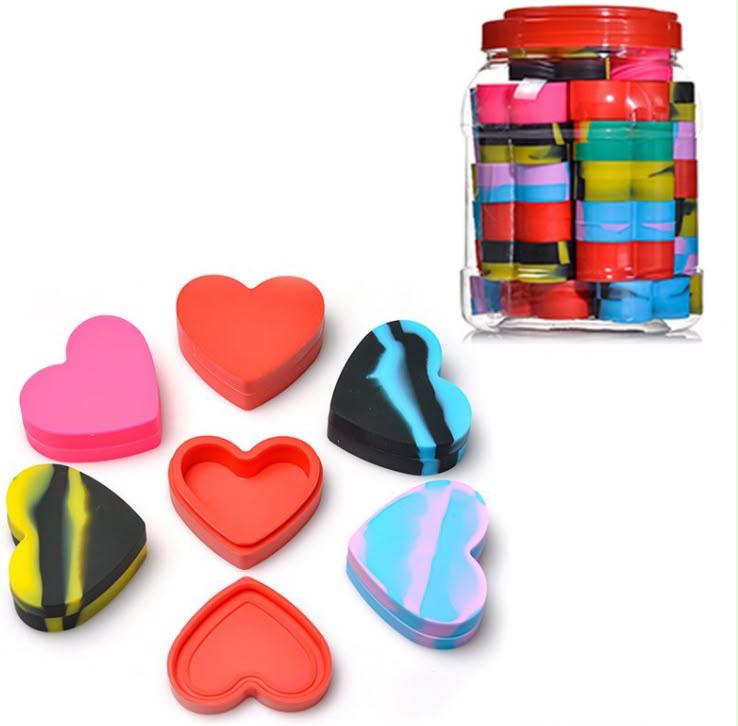 38 PCS Heart-Shaped Silicone Wax Containers in Display Jar – Assorted Colors