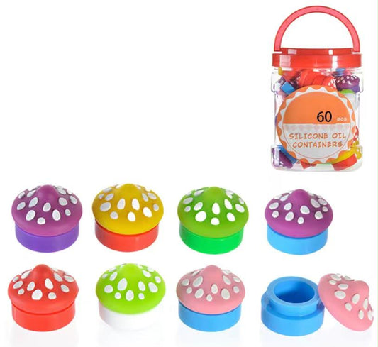 60 Count Display Jar - Mushroom-Shaped Silicone Oil Containers –