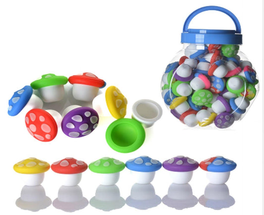 75 pcs - JAR of Mushroom Medium Size Silicone Container Assorted Colors