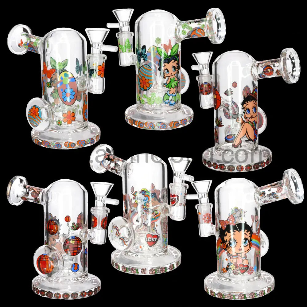 Betty Boop 8’’ Thick Cartoon Vintage Glass Bong with Internal Perc – Wholesale Water Pipe