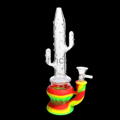 Cactus Silicone Bong with Glass Top – Hybrid Novelty Water Pipe