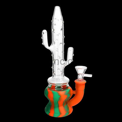 Cactus Silicone Bong with Glass Top – Hybrid Novelty Water Pipe