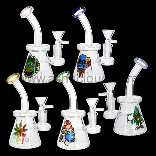 🎨Character Graphic Water Pipe – 8 Inch | Novelty Glass Bong