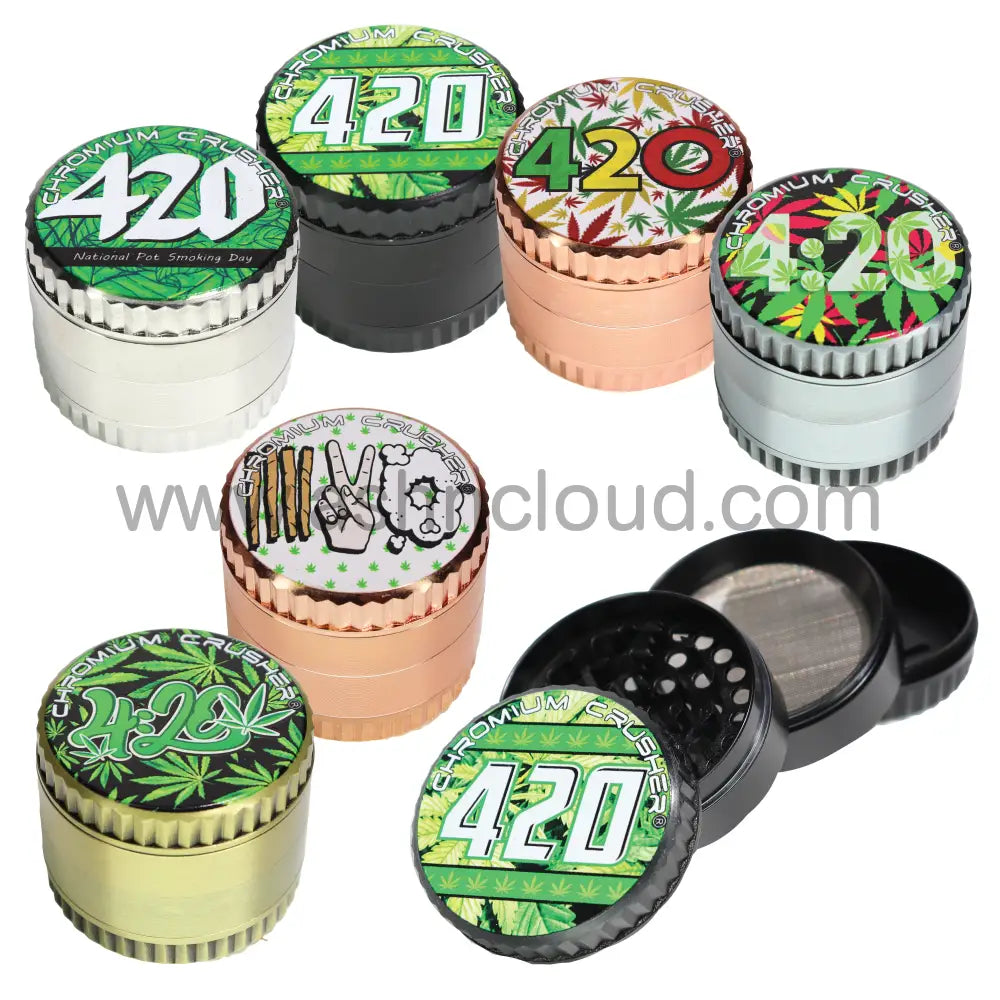 Chromium 2’’ Crusher 4-Piece Herb Grinder Display (6-Pack) – 420 Collection - 70394