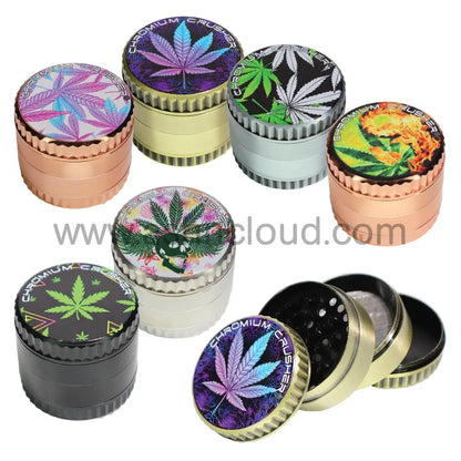 Chromium Crusher 4-Piece Herb Grinder Display (6-Pack) – 2’’ Leaf Design - 70393