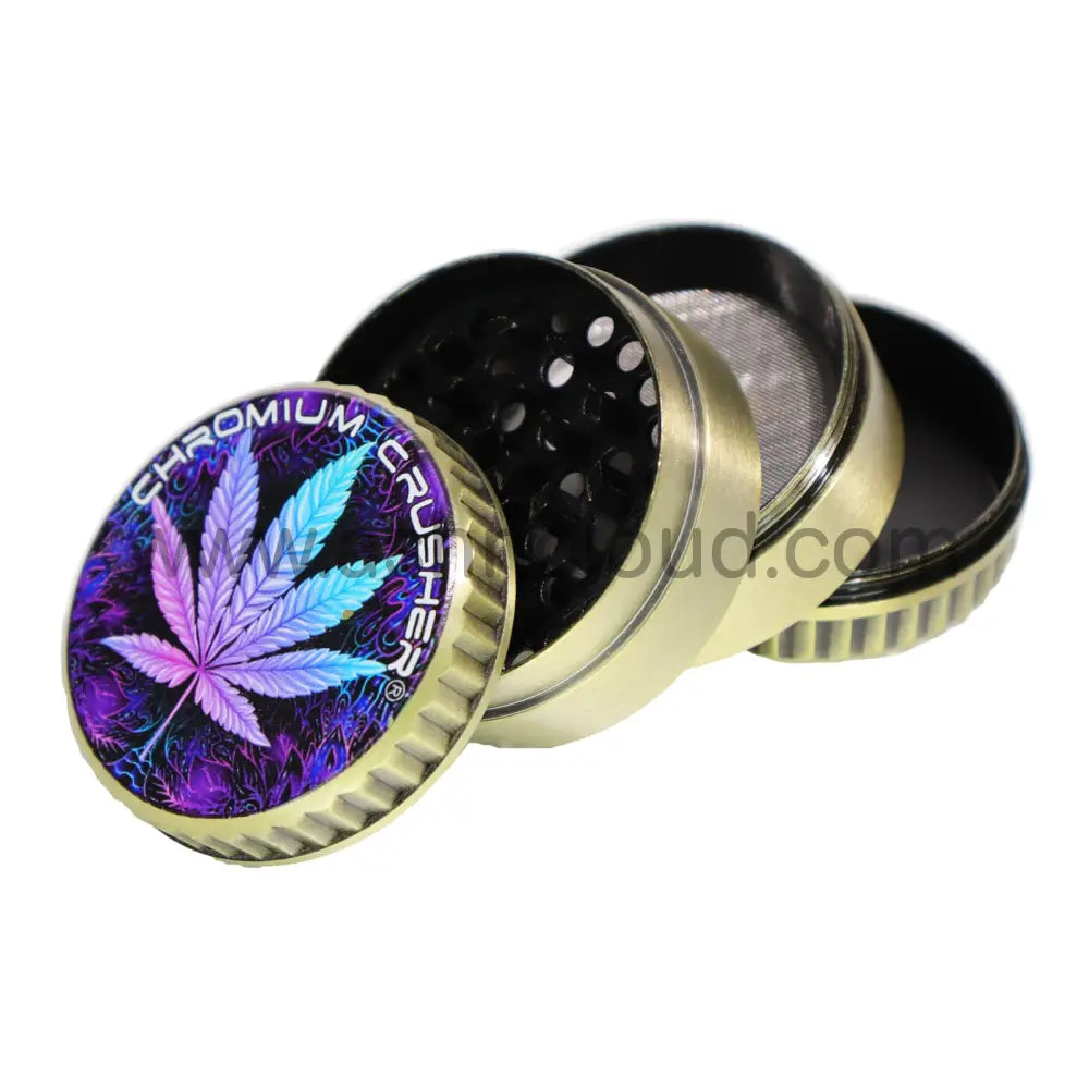Chromium Crusher 4-Piece Herb Grinder Display (6-Pack) – 2’’ Leaf Design - 70393