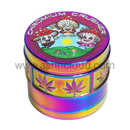 Chromium Crusher 4-Piece Herb Grinder Display (6-Pack) – 2’’ Mushroom Art Collection - 70396
