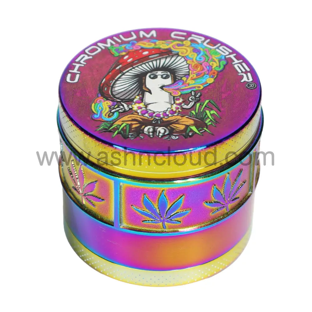 Chromium Crusher 4-Piece Herb Grinder Display (6-Pack) – 2’’ Mushroom Art Collection - 70396