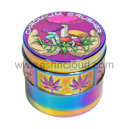 Chromium Crusher 4-Piece Herb Grinder Display (6-Pack) – 2’’ Mushroom Art Collection - 70396