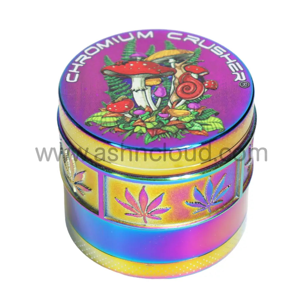 Chromium Crusher 4-Piece Herb Grinder Display (6-Pack) – 2’’ Mushroom Art Collection - 70396